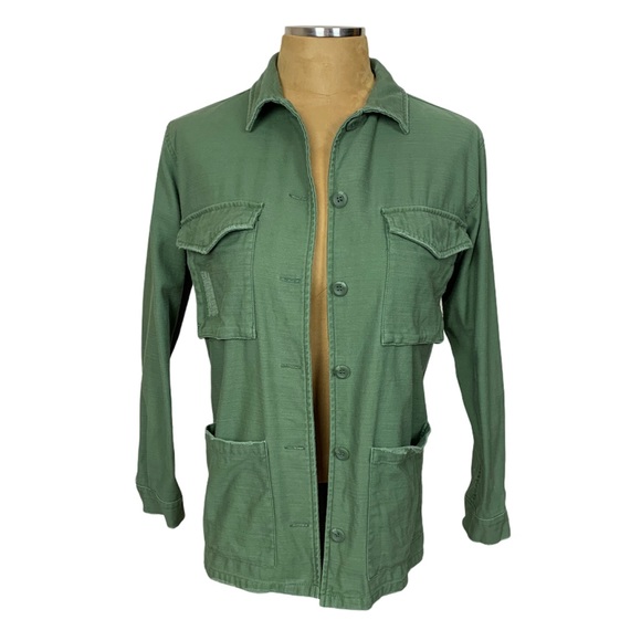Topshop Jackets & Blazers - Topshop Green Military Distressed Twill Jacket